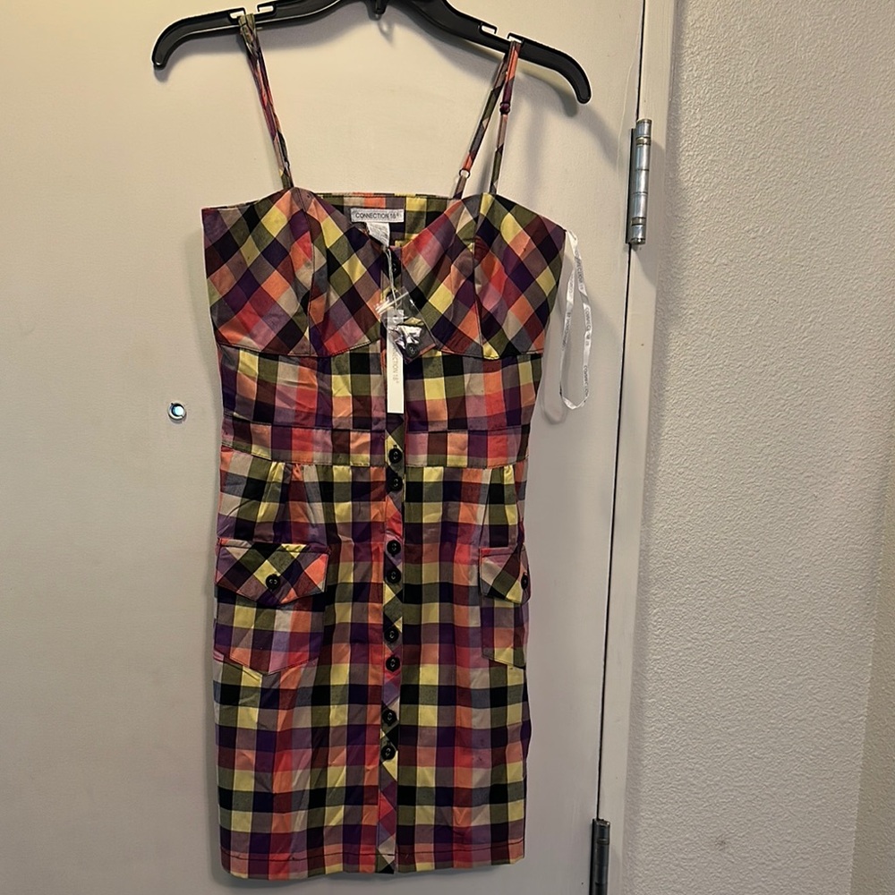 Connection 18 Multicolor Plaid Midi Dress